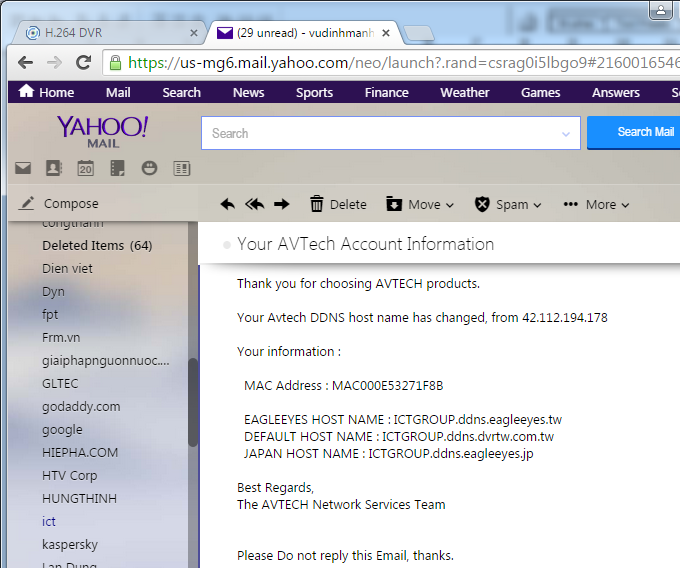 Avetech DDNS mail Avetech DDNS mail