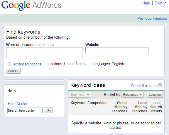 Google Keyword Tool